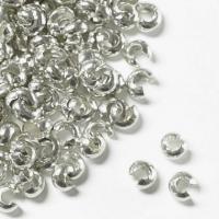 Кримпы, 4х3мм, покрывные, базовый материал - латунь, серебристого цвета, 2 грамма