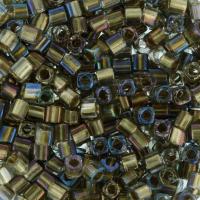 Бисер TOHO Cube, размер 1.5мм, цвет #271 (Окрашенный изнутри, золото/черный бриллиант), 10 грамм