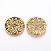 Декоративный элемент, 24мм, монгольский круг, резной, базовый материал - цинковый сплав, золотистого цвета с чернением, 1 шт.