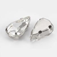 Стразы стеклянные в оправе, 13х8мм, пришивной, форма удлиненная капля, кристально-прозрачный, оправа стального цвета, 5 грамм