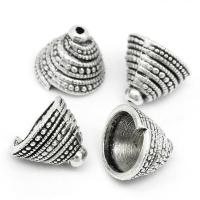 Конус, 14х12мм (внутренний размер 11мм), спиральный, базовый материал - цинковый сплав, стиль тибетское серебро, 5 шт.
