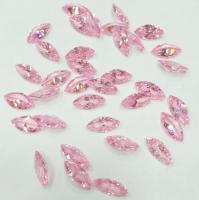 Ювелирный кристалл из фианита, 7х3.5мм, форма челнок, нежно-розовый, 1 шт.