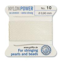 Нить нейлоновая, Griffin Nylon Power No.10 (0.9мм), белая, с иглой, моток, 2 метра Нить нейлоновая, Griffin Nylon Power No.10 (0.9мм), белая, с иглой, моток, 2 метра