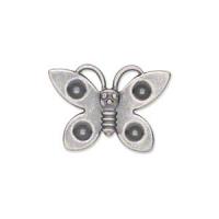 Декоративный элемент, 25х18мм, бабочка, базовый материал - сталь, античная посеребренная, 5 шт.