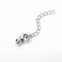 Застежка-карабин 15х9мм с удлиняющей цепочкой и соединительными колечками, базовый материал - нержавеющая сталь, без покрытия, 2 шт.