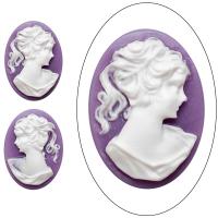 Камея акриловая, 25х18мм, девушка, белая на фиолетовом, набор (2 шт.)