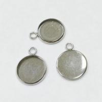 Рамка для кабошона 22х18мм (внутренний размер 16мм), круглая, лаконичная, базовый материал - нержавеющая сталь, без покрытия, 5 шт.