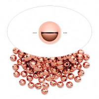 Бусина металлическая, 3мм, гладкая, базовый материал - медь, яркая медь, 50 шт.