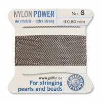 Нить нейлоновая, Griffin Nylon Power No.8 (0.8мм), серая, с иглой, моток, 2 метра Нить нейлоновая, Griffin Nylon Power No.8 (0.8мм), серая, с иглой, моток, 2 метра