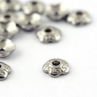 Шапочка для бусин (обниматель), 4х1.3мм, цветочек с греческим узором, базовый материал - нержавеющая сталь, без покрытия, 50 шт. Шапочка для бусин (обниматель), 4х1.3мм, цветочек с греческим узором, базовый материал - нержавеющая сталь, без покрытия, 50 шт.