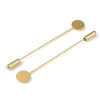 Основа для булавки-броши, 80мм, с платформой 15мм, базовый материал - латунь, золотистого цвета, 5 шт.