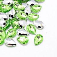 Стразы для декорирования, 30х20мм, в форме капли, выпуклые, акриловые, светло-зеленые, 1 шт.