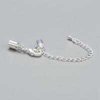 Застежка-карабин 12х7мм с удлиняющей цепочкой и клеевыми концевиками 9х5мм (внутренний размер 4-4.5мм), базовый материал - латунь, под серебро