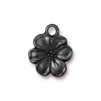Подвеска, 17х15мм, TierraCast, цветок яблони, базовый материал - оловянный сплав, вороненая сталь, 2 шт.