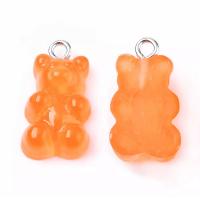 Подвеска акриловая, 21х11х6.5мм, желейный мишка, базовый материал - акрил, мандарин (оранжевый), 1 шт., УЦЕНКА