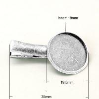 Основа для заколки-крокодильчика, 35х19.5мм, с рамкой 19.5мм (внутренний размер 18мм), базовый материал - латунь, серебристого цвета, 5 шт.