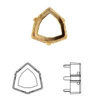 Оправа с цапами Swarovski, 12мм, пришивная, форма триллиант (#4706), базовый материал - латунь, позолоченная, 2 шт.