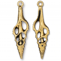 Подвеска, 55х15.5мм, TierraCast, Срез ракушки, базовый материал - оловянный сплав, позолоченный с чернением, 1 шт.