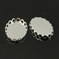 Рамка для кабошона 19х14мм (внутренний размер 18х13мм), без петельки, базовый материал - латунь, серебристая, 1 шт., УЦЕНКА