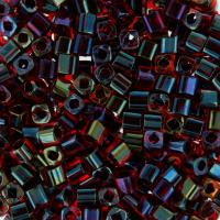 Бисер TOHO Cube, размер 1.5мм, цвет #400 (Окрашенный изнутри, радужный рубин/черный), 10 грамм