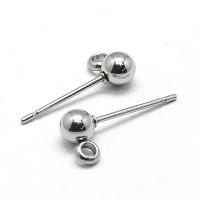 Пусеты, 7х4мм, с шариком и петелькой, базовый материал - нержавеющая сталь, без покрытия, 5 пар