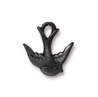 Подвеска, 17х16.5х2.5мм, TierraCast, ласточка, базовый материал - оловянный сплав, вороненая сталь, 2 шт.