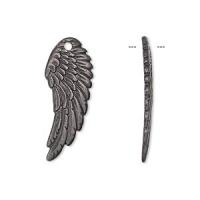 Подвеска, 28х11мм, TierraCast, Крыло ангела левое, базовый материал - оловянный сплав, вороненая сталь, 1 шт.