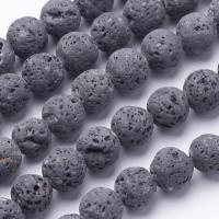 Бусины каменные, вулканическая лава, необработанная, серо-черная, 8-9мм, 45 шт., низка