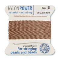 Нить нейлоновая, Griffin Nylon Power No.8 (0.8мм), темно-бежевая, с иглой, моток, 2 метра Нить нейлоновая, Griffin Nylon Power No.8 (0.8мм), темно-бежевая, с иглой, моток, 2 метра