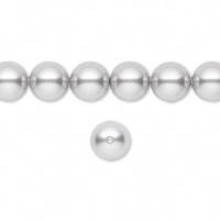 Бусина хрустальная, 8мм, жемчуг Swarovski (#5810), круглый, цвет светло-серый (light grey), 5 шт., УЦЕНКА