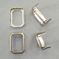 Оправа с цапами, 25х18мм, пришивная, форма прямоугольник, базовый материал - латунь, стального цвета, 1 шт.