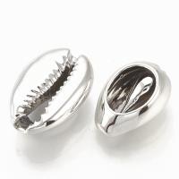 Декоративный элемент ракушка, 15-23мм, Каури, срез, базовый материал - ракушки, с покрытием стального цвета, 5 шт., УЦЕНКА