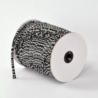 Шнур текстильный с сердечником, сшитый, около 6мм, Этника, черный с белым узором, 1 метр