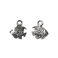 Подвеска, 10.5х10мм, маленькая рыбка, базовый материал - цинковый сплав, стиль тибетское серебро, 1 шт.