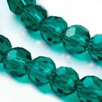 Бусины стеклянные, 6мм, граненые, изумрудные, 90 шт., низка