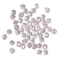 Бусины стеклянные, 6мм, граненые, биконусы, кристально-прозрачные с перламутровым покрытием, 44 шт., низка