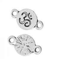 Коннектор, 17х10мм, мантра Ом, базовый материал - цинковый сплав, стиль тибетское серебро, 1 шт.