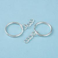 Основа под брелок, 47х25мм, кольцо двойное, с цепочкой, базовый материал - железо, серебристого цвета, около 21 грамм Основа под брелок, 47х25мм, кольцо двойное, с цепочкой, базовый материал - железо, серебристого цвета, около 21 грамм