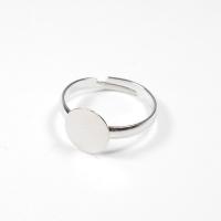 Основа для кольца, регулируемого размера, с платформой 10мм, базовый материал - латунь, серебристого цвета, 5 шт.