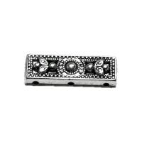 Разделитель, 25х8мм, с резным растительным узором, на 3 отверстия, базовый материал - цинковый сплав, стиль тибетское серебро, 10 шт.