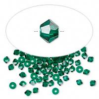 Бусина Swarovski, 3мм, Биконус (#5328), изумрудный (цвет 205), 10 шт.