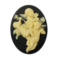Камея акриловая, 40х30мм, амурчики, слоновая кость на черном, 1 шт., УЦЕНКА Камея акриловая, 40х30мм, амурчики, слоновая кость на черном, 1 шт., УЦЕНКА