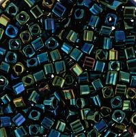 Бисер TOHO Cube, размер 1.5мм, цвет #84 (Металлизированный, зеленый ирис/коричневый), 10 грамм
