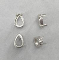 Оправа с цапами, 14х10мм, пришивная, форма капля, базовый материал - латунь, стального цвета, 10 шт.