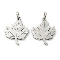 Подвеска, 18.5х15х1мм, кленовый лист, базовый материал - нержавеющая сталь, без покрытия, 2 шт.