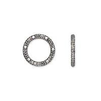 Коннектор, 14х1.7мм, узорное кольцо, базовый материал - цинковый сплав, посеребренное с чернением, 10 шт.