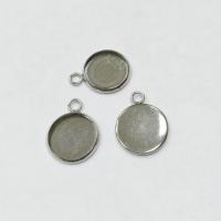 Рамка для кабошона 18х14мм (внутренний размер 12мм), круглая, лаконичная, базовый материал - нержавеющая сталь, без покрытия, 1 шт.