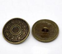 Пуговица, 25х6.5мм, узорная, на ножке, базовый материал - цинковый сплав, бронзовая, 2 шт., УЦЕНКА