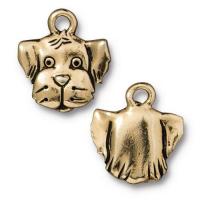Подвеска, 16.7х15.2мм, TierraCast, голова собаки, базовый материал - оловянный сплав, позолоченная с чернением, 1 шт.