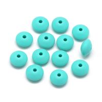 Бусина силиконовая, 12х7мм, диск, бирюзовый, 10 шт.